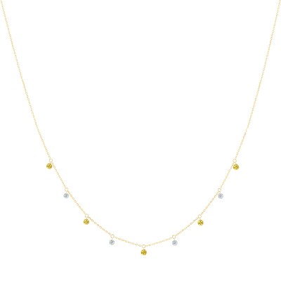 Collier La Brune & La Blonde Mini rivière confetti en or jaune, saphir jaune et diamants