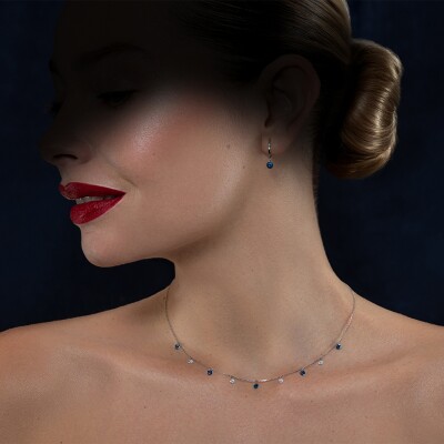 Collier La Brune & La Blonde Mini rivière confetti en or blanc, saphirs et diamants