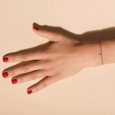 Bracelet sur cordon La Brune & La Blonde BB violet en or blanc et amethyste violette 0.10ct