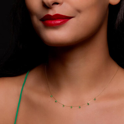 Collier La Brune & La Blonde CONFETTI Vert en or jaune et tsavorites de 0.90ct