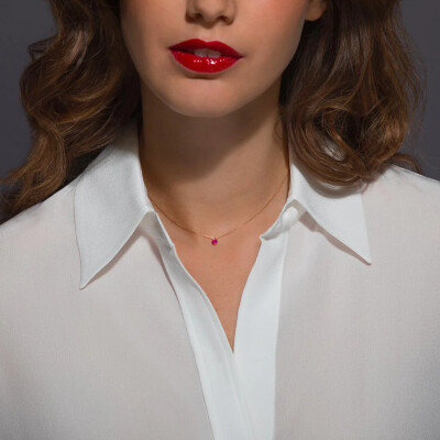 Collier La Brune & La Blonde CONFETTI en or rose et rubis de 0.30ct