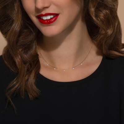 Collier La Brune & La Blonde 360° en or rose et diamants de 0.35ct