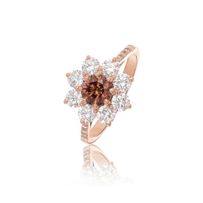 Bague B&F My Haute Joaillerie Kate, or rose, diamants et diamant cognac