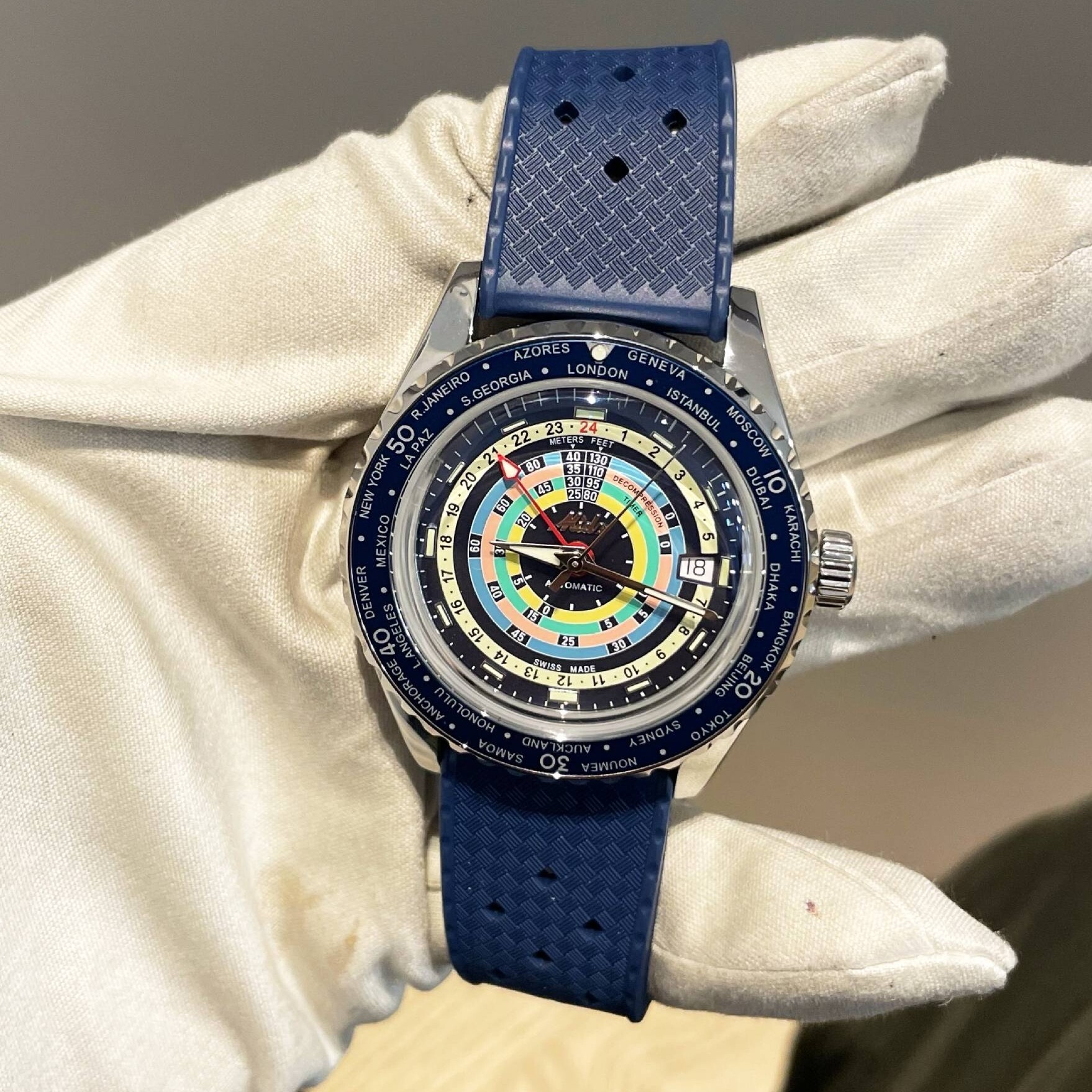 Mido Ocean Star Decompression Worldtimer M0268291704100, Orologio Automatico Uomo, Riserva 80 Ore