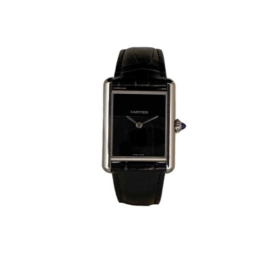Montre Tank Must Grand modèle, mouvement quartz, acier, cuir