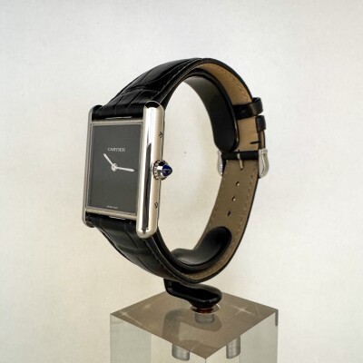 Montre Tank Must Grand modèle, mouvement quartz, acier, cuir