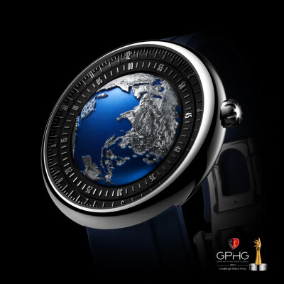 Montre Ciga Design Blue Planet II acier 43 mm.