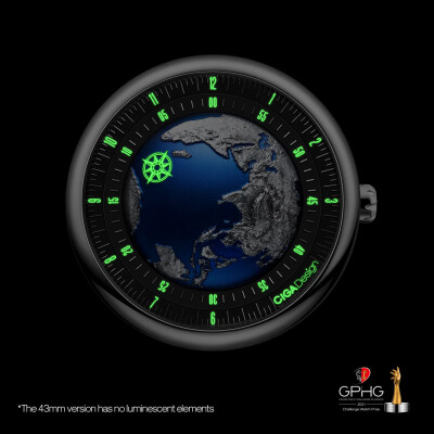 Montre Ciga Design Blue Planet II acier 43 mm.