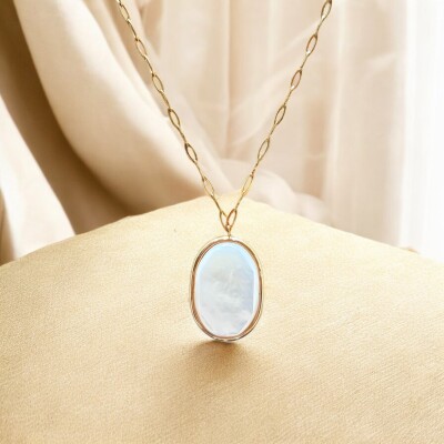 Pendentif or rose BG Bruno en nacre naturelle