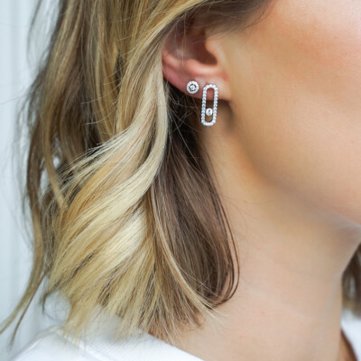 Boucles d'oreilles Messika Joy en or blanc et diamants 2x0.10ct