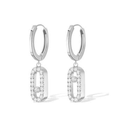 Boucles d'oreilles créoles Messika Move Uno en or blanc et diamants