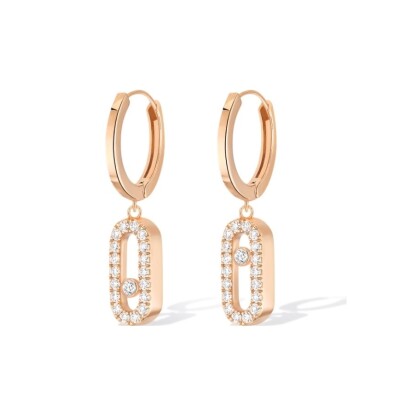 Boucles d'oreilles créoles Messika Move Uno en or rose et diamants