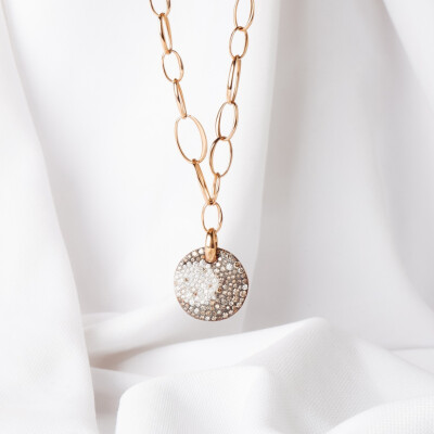Pendentif Pomellato Sabbia en or rose, diamants bruns et blancs