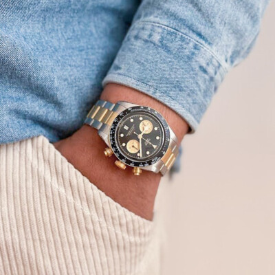 Montre TUDOR Black Bay Chrono S&G boîtier en acier 41 mm, bracelet en acier et or jaune