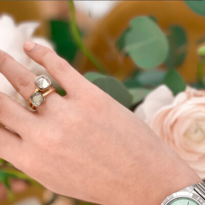 Bague Pomellato Nudo Petit en or rose, or blanc et prasiolite