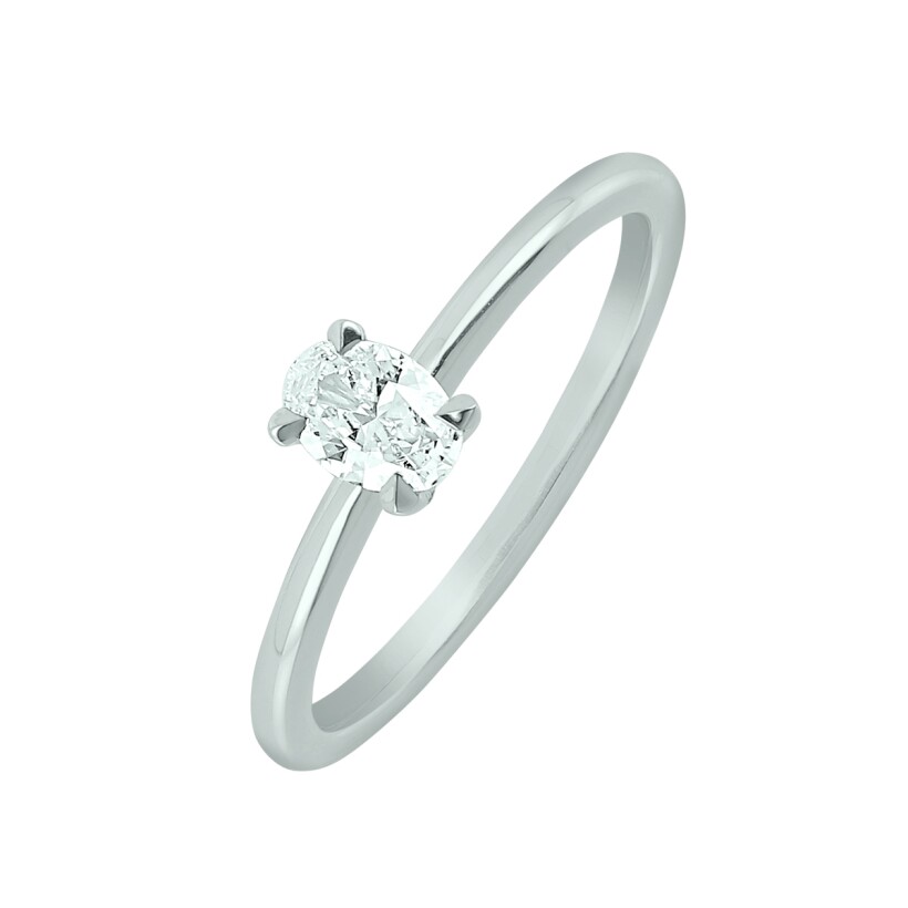 Solitaire or blanc Diamant 0.30 carat sertis griffes