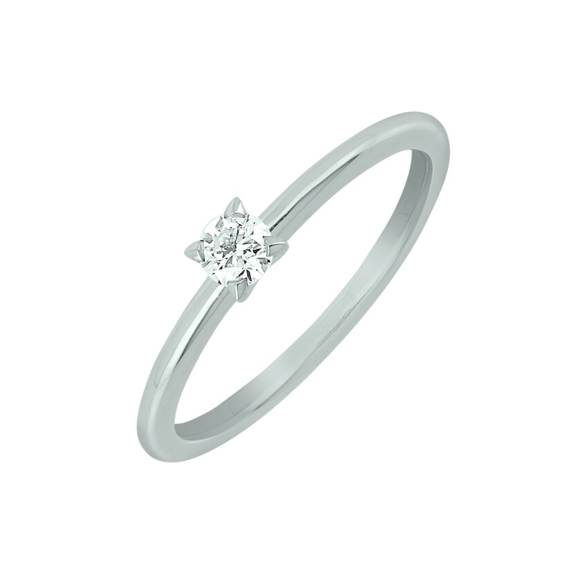 Solitaire or blanc Diamant 0.16 carat sertis griffes