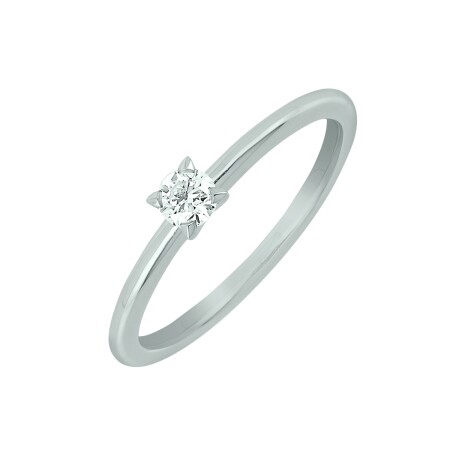 Solitaire or blanc Diamant 0.16 carat sertis griffes