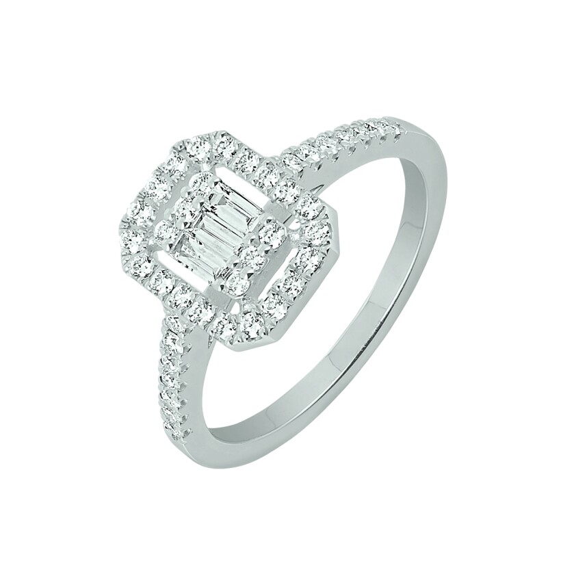 Bague or blanc multi pavage Diamants sertis griffes