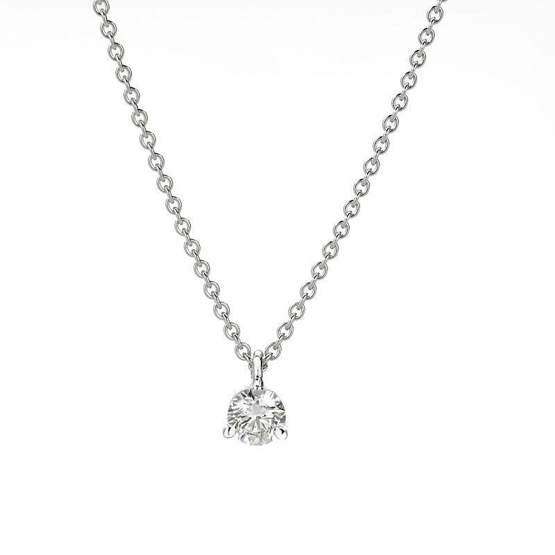 Collier or blanc Diamant 0.44 carat sertis griffes