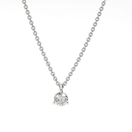 Collier or blanc Diamant 0.30 carat sertis griffes