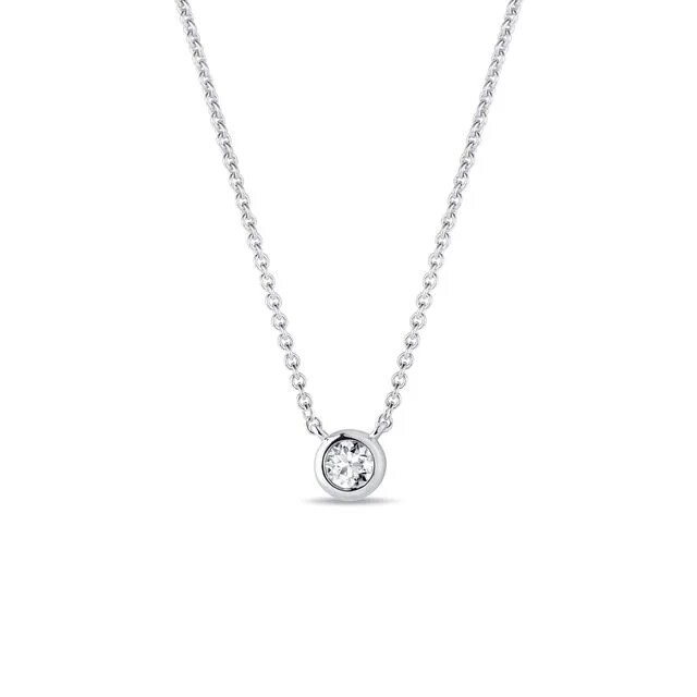 Collier or blanc Diamant 0.10 carat sertis clos