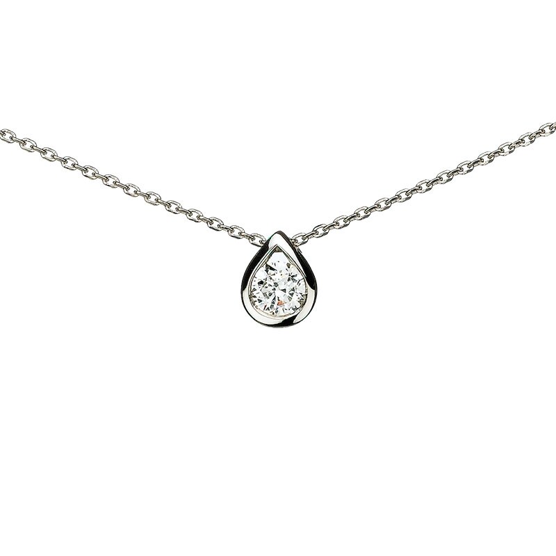 Collier or blanc Diamant 0.15 carat sertis clos