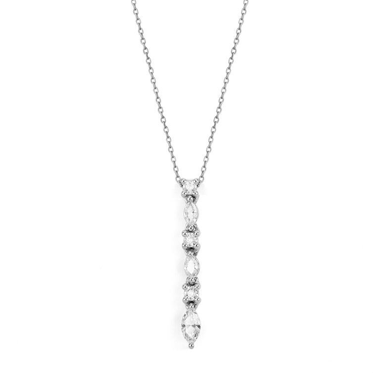 Collier or blanc Diamants 0.48 carat sertis griffes