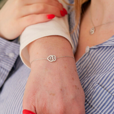 Bracelet dinh van Double Cœurs R10 en or blanc et diamants
