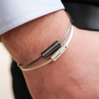 Bracelet Le gramme Câble en céramique noire brossée, 7 grammes