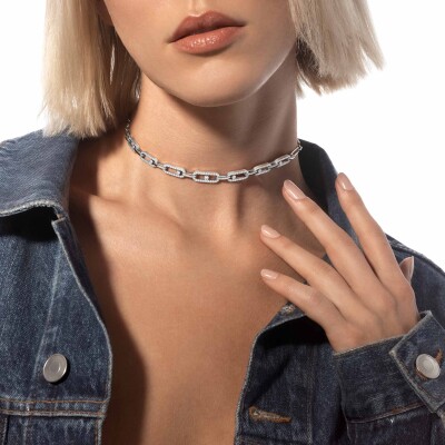 Collier choker Messika Move Link Multi en or blanc et diamants