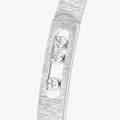 Bracelet bangle Messika Move Noa ciselé en or blanc et diamants