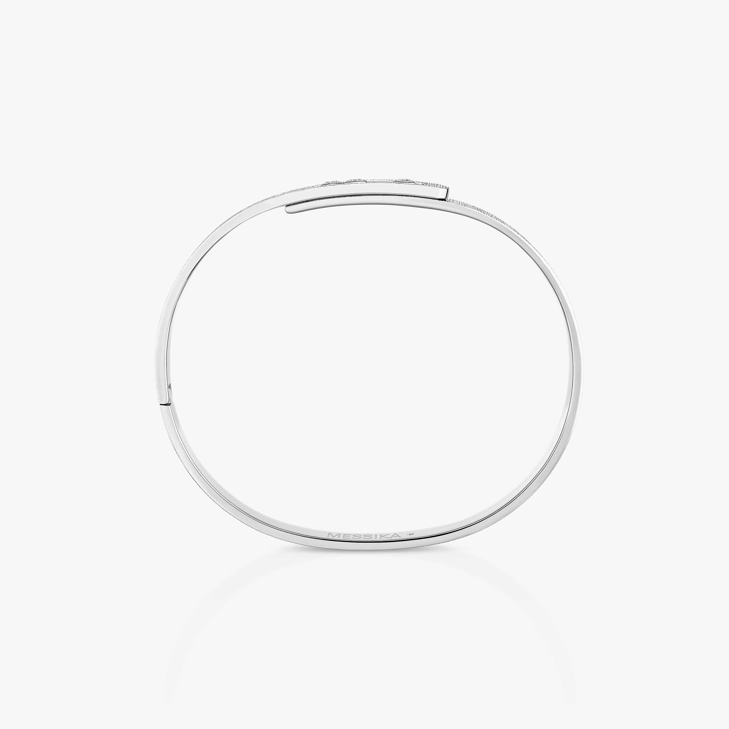 Bracelet bangle Messika Move Noa ciselé en or blanc et diamants vue 6