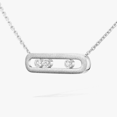 Collier Messika Move Classique ciselé en or blanc et diamants