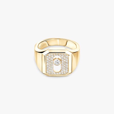 Chevalière Messika Move Joaillerie pavée en or jaune et diamants
