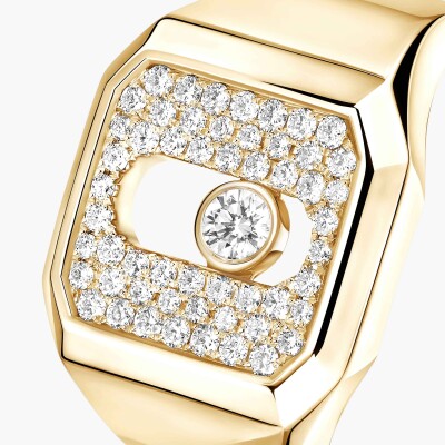 Chevalière Messika Move Joaillerie pavée en or jaune et diamants