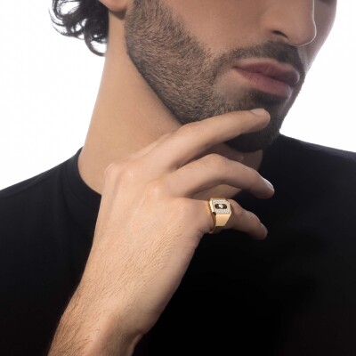 Chevalière Messika Move Joaillerie pavée en or jaune et diamants