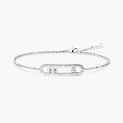 Bracelet Messika Move Classique ciselé en or blanc et diamants