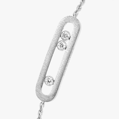 Bracelet Messika Move Classique ciselé en or blanc et diamants