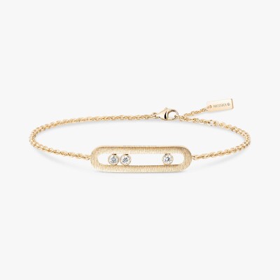 Bracelet Messika Move Classique ciselé en or jaune et diamants