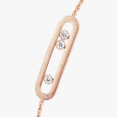Bracelet Messika Move Classique ciselé en or rose et diamants