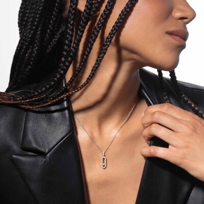 Collier Messika Move Uno GM pavé en or blanc et diamants