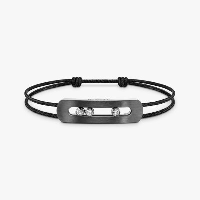 Bracelet cordon Messika Move Titanium Graphite XL en titane et diamants