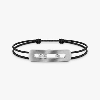 Bracelet cordon Messika Move Titanium Naturel XL en titane et diamants