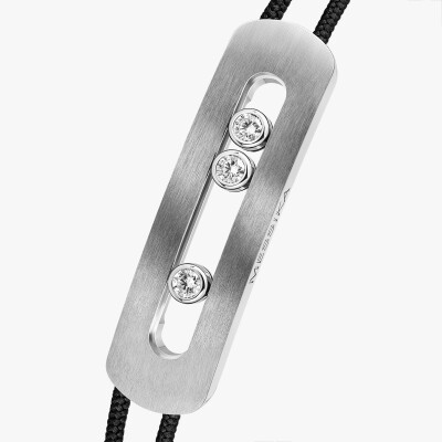 Bracelet cordon Messika Move Titanium Naturel XL en titane et diamants