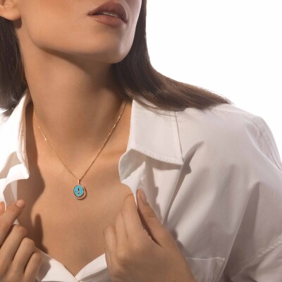 Collier Messika Lucky Move PM en or rose, turquoise et diamants