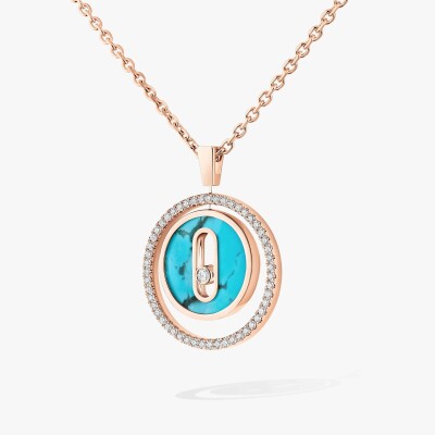 Collier Messika Lucky Move PM en or rose, turquoise et diamants