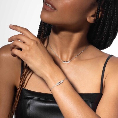 Bracelet Messika Baby Move pavé en or blanc et diamants