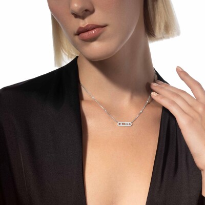 Collier Messika Baby Move Classique en or blanc et diamants
