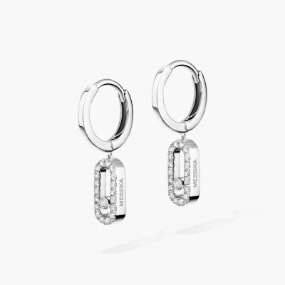 Boucles d'oreilles créoles Messika Move Uno en or blanc et diamants